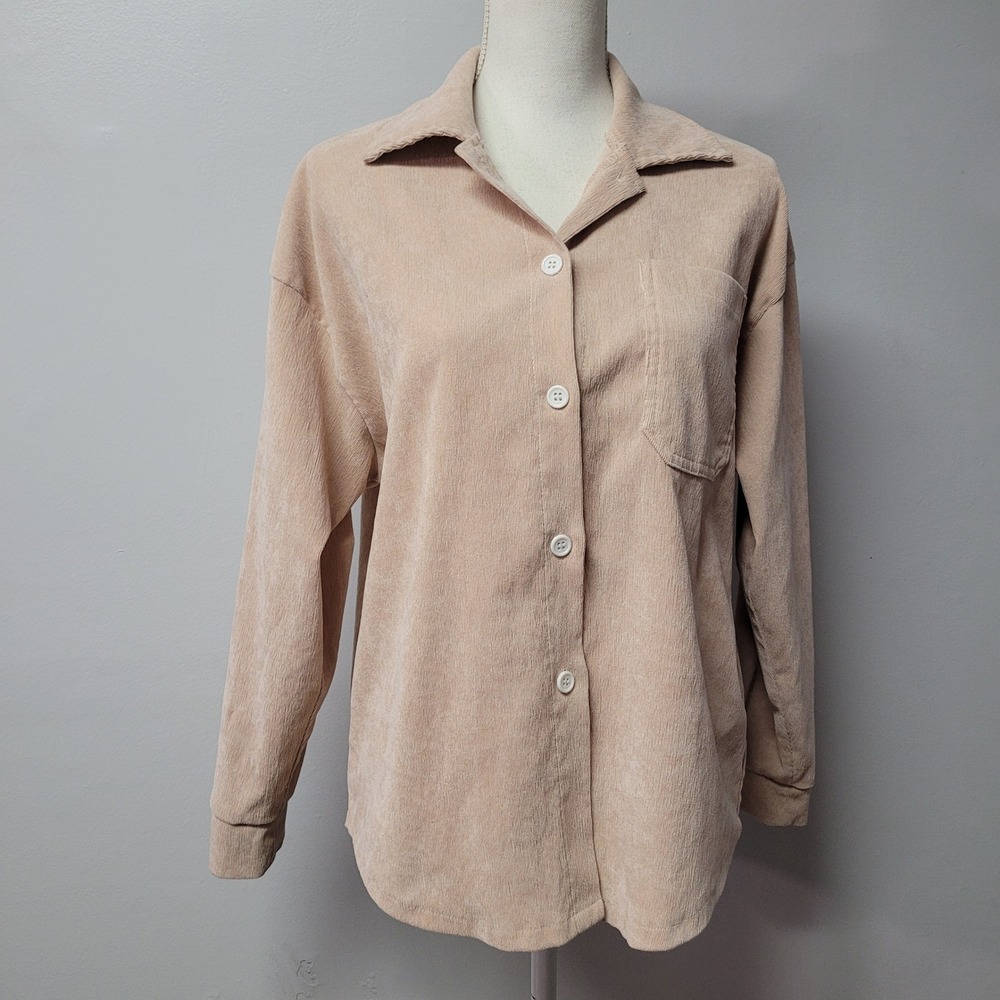 Romwe Womens Size 4 Beige Blazer Button Front Long Sleeve‎ Casual Workwear